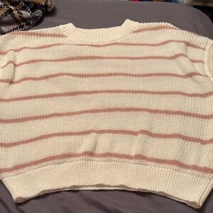 SHEIN Cream and Pink Striped Sweater